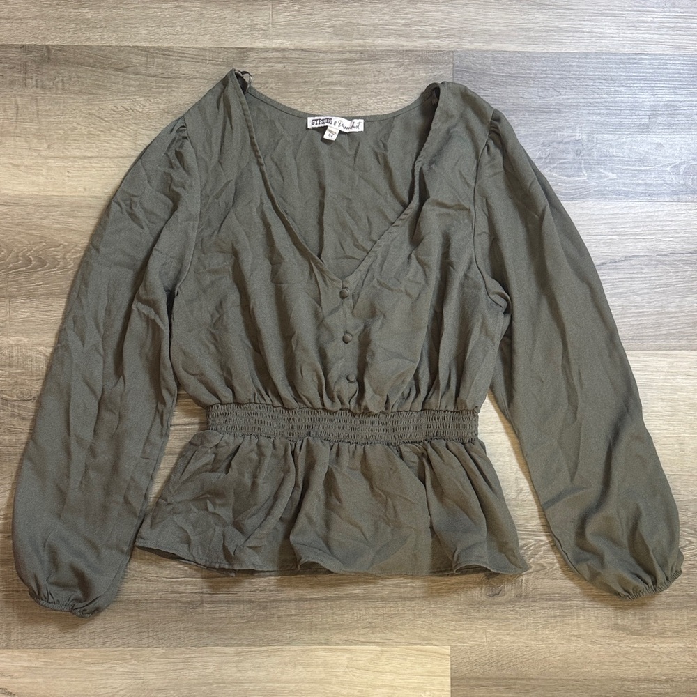 Gypsies & Moondust Olive Green Peplum Top